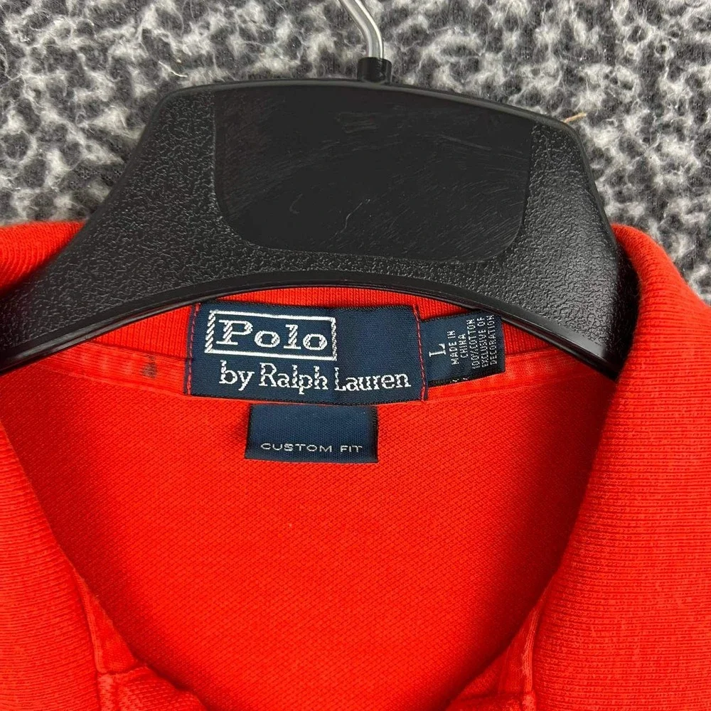 Polo Ralph Lauren Polo Shirt Men Large Red Long Sleeve Custom Fit Cotton L